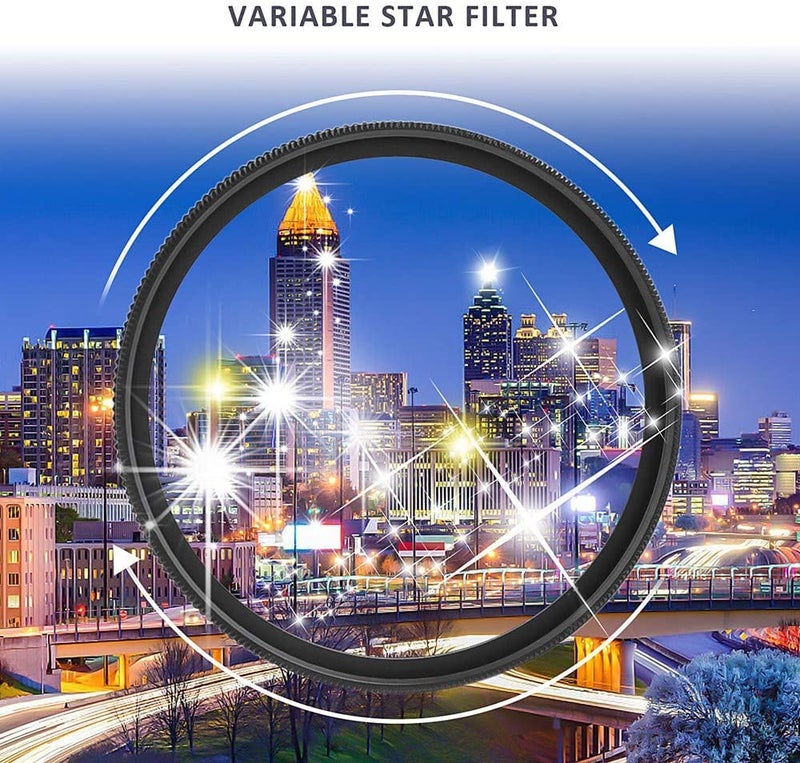 GREEN.L 49mm Variable Star Filter 468 Cross Screen Starburst - Rotatable Star Filter Kit with 3 Filters for Portraits Cityscapes Lights - Includes Pouch & Cloth - Image 2